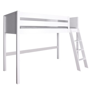 Lit mezzanine 90x200x165cm échelle inclinée KASVA hêtre laqué blanc