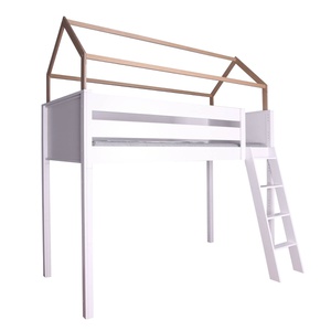 Lit mezzanine cabane KASVA hêtre laqué blanc-chêne huilé
