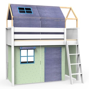 Lit mezzanine cabane KASVA textiles Bobble green-blue