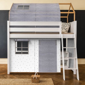 Lit mezzanine cabane KASVA textiles Bobble grey