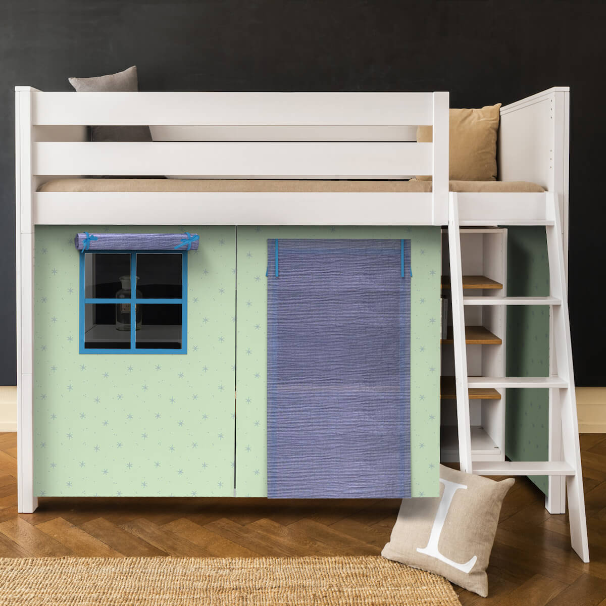 Lit mezzanine KASVA textiles Bobble green-blue
