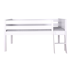 Lit mi-hauteur 90x200cm échelle inclinée KASVA hêtre laqué blanc
