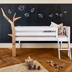 Lit mi-hauteur arbre KASVA hêtre laqué blanc-chêne huilé