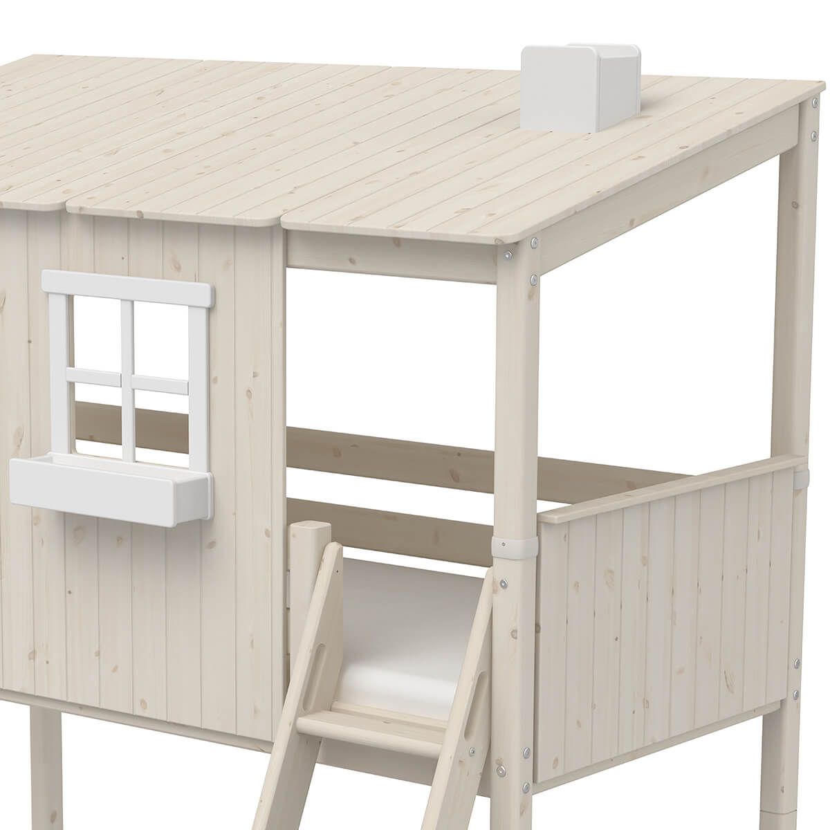 Lit mi hauteur évolutif cabane 90x200cm 1/1 PLAY HOUSE CLASSIC Flexa blanc