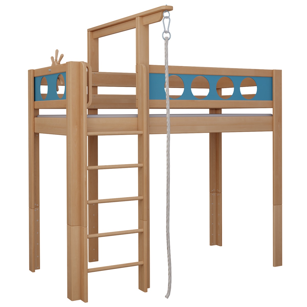 Lit Pirate mezzanine corde DELUXE de Breuyn naturel-bleu
