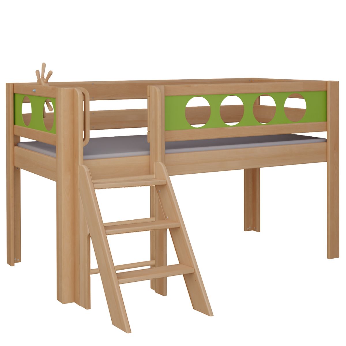 Lit Pirate mi-hauteur escalier DELUXE de Breuyn naturel-vert