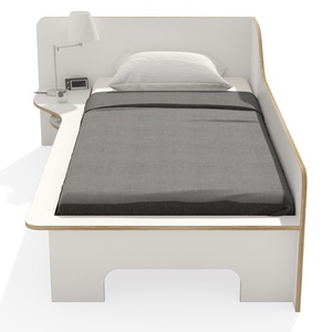 Lit simple 90x200cm version gauche PLANE Müller Small Living blanc - bord en bouleau