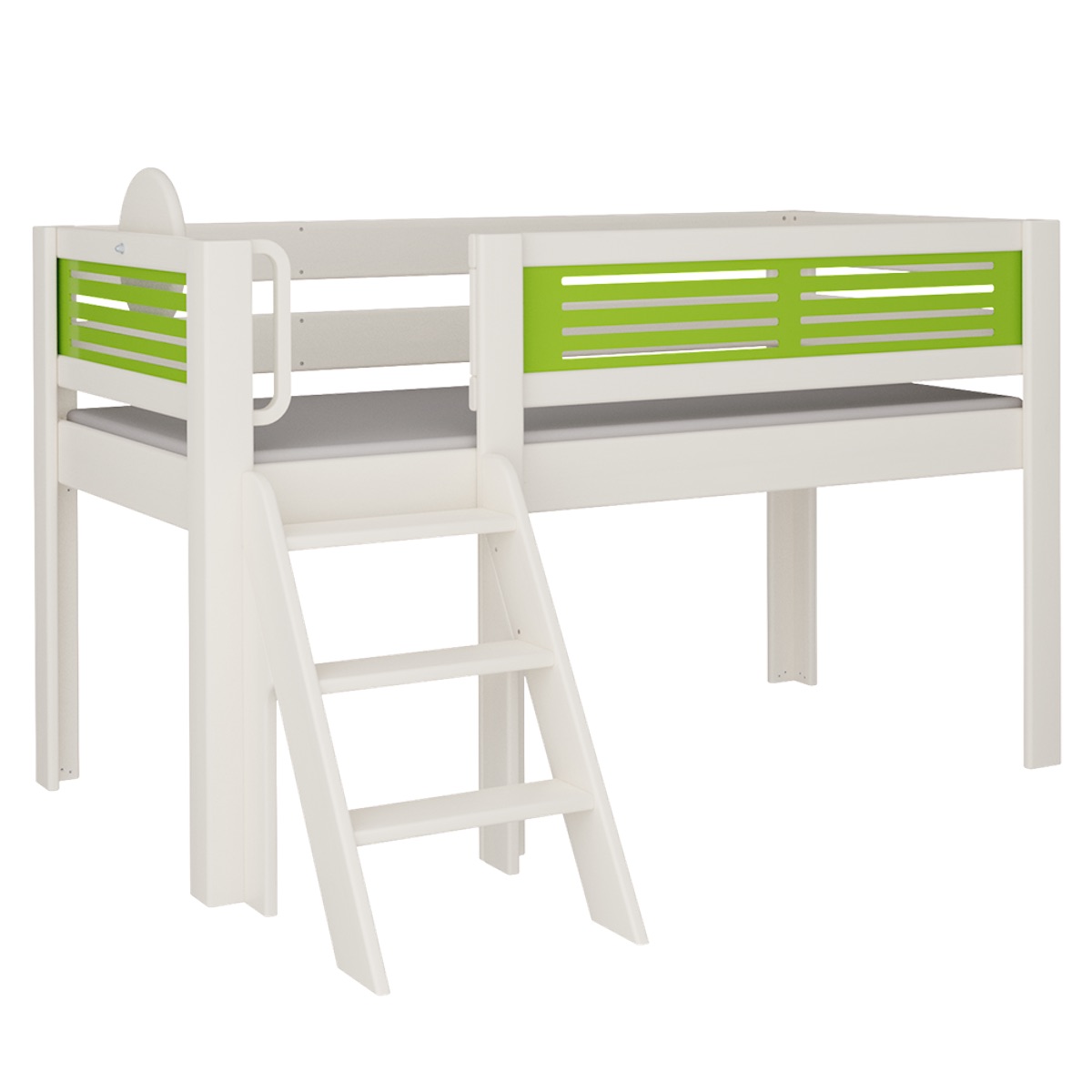 Lit Tatü mi-hauteur escalier DELUXE de Breuyn blanchi-vert