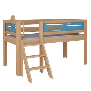 Lit Tatü mi-hauteur escalier DELUXE de Breuyn naturel-bleu