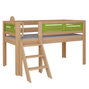 Lit Tatü mi-hauteur escalier DELUXE de Breuyn naturel-vert
