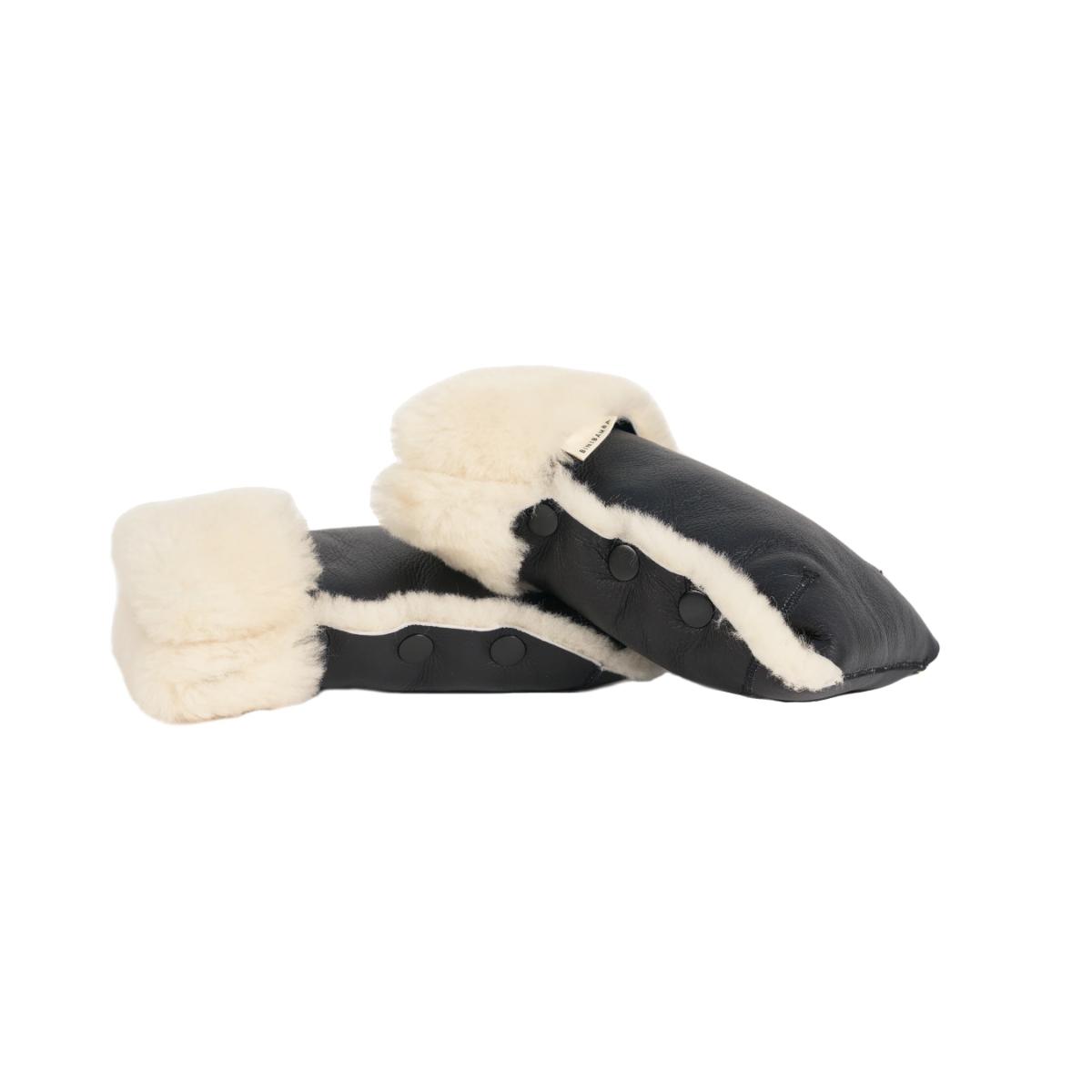 Moufles de poussette en peau de mouton Binibamba noir milk