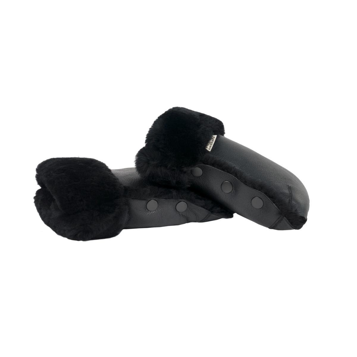 Moufles de poussette en peau de mouton Binibamba noir noir