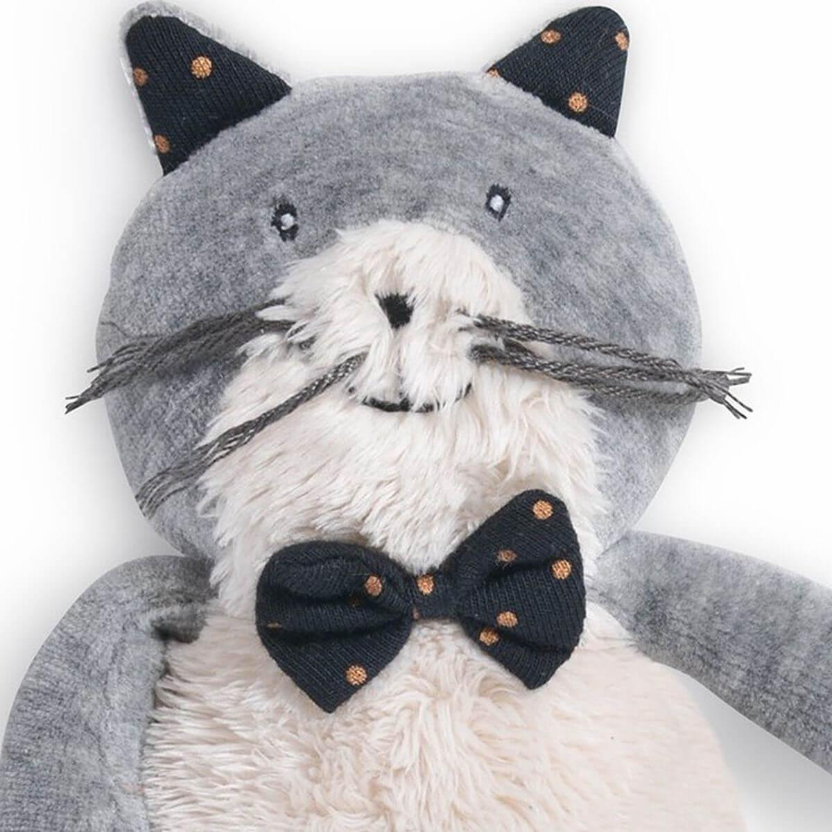 Peluche chat FERNAND LES MOUSTACHES Moulin Roty gris clair