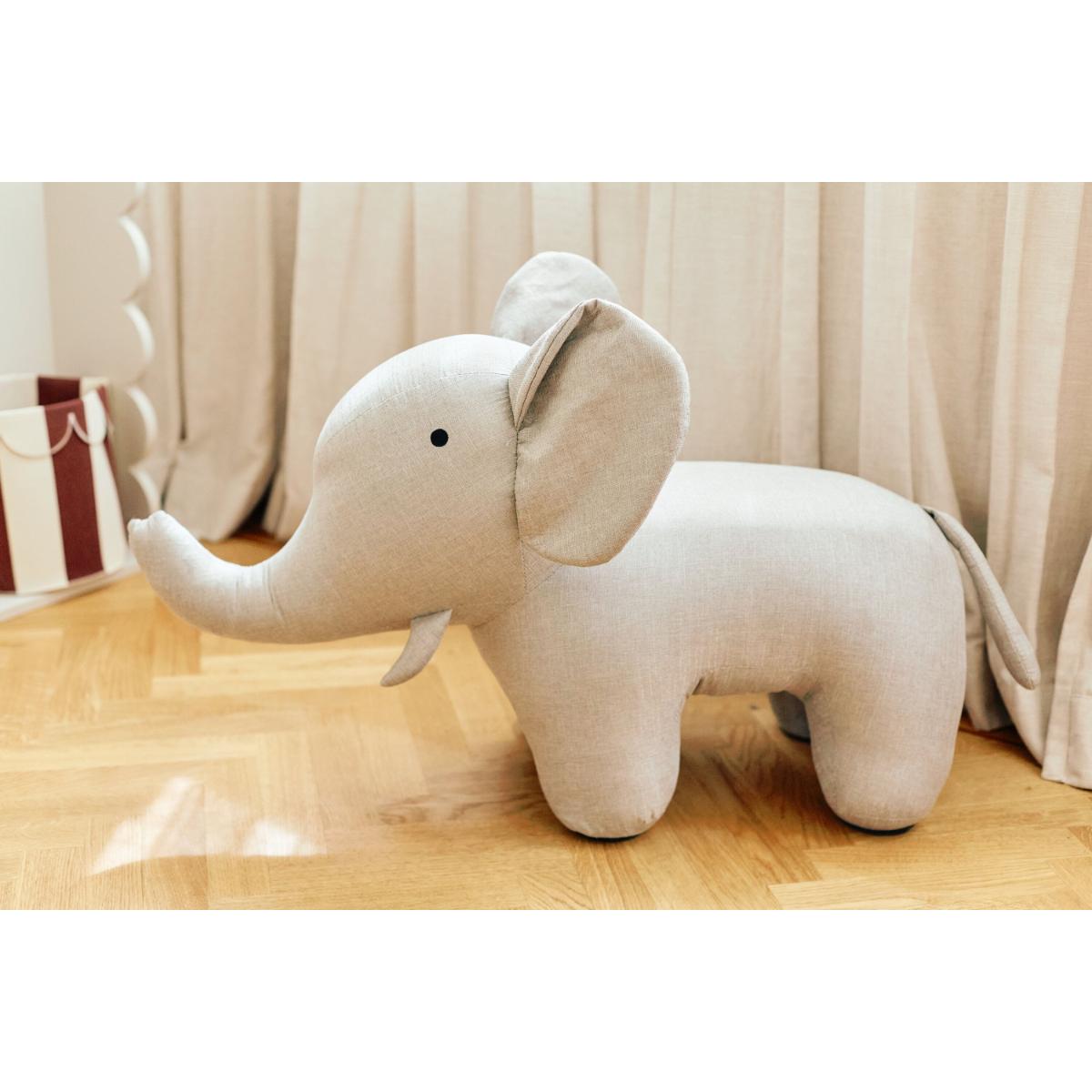Peluche-pouf ELEPHANT linen grey Childhome