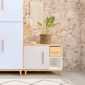 Petit meuble 1 porte 2 niches NADO Retro finition hêtre manhattan grey