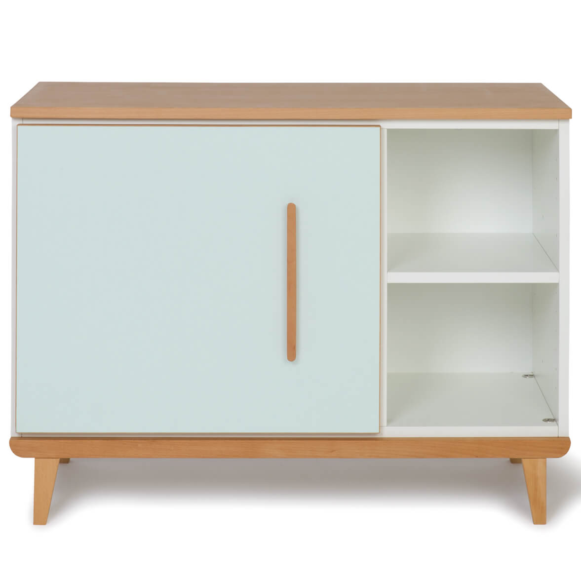 Petit meuble 1 porte 2 niches NADO Retro finition hêtre mint