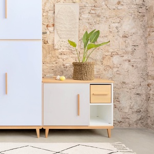 Petit meuble 1 porte 2 niches NADO Retro finition hêtre sky blue