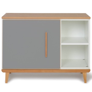 Petit meuble 1 porte 2 niches NADO Retro finition hêtre slate grey
