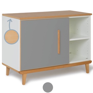 Petit meuble 1 porte 2 niches NADO Retro finition hêtre slate grey