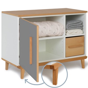 Petit meuble 1 porte 2 niches NADO Retro finition hêtre slate grey