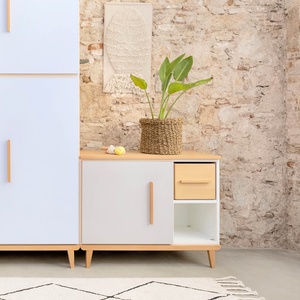 Petit meuble 1 porte 2 niches NADO Retro finition hêtre slate grey