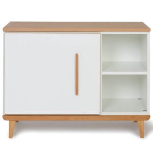 Petit meuble 1 porte 2 niches NADO Retro finition hêtre white