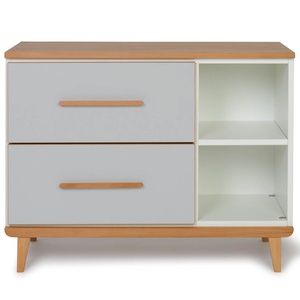 Petit meuble 2 tiroirs 2 niches NADO Retro finition hêtre manhattan grey