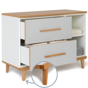 Petit meuble 2 tiroirs 2 niches NADO Retro finition hêtre manhattan grey