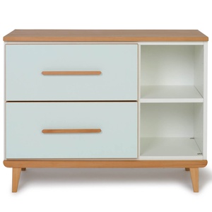 Petit meuble 2 tiroirs 2 niches NADO Retro finition hêtre mint