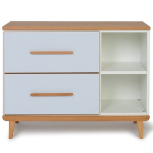 Petit meuble 2 tiroirs 2 niches NADO Retro finition hêtre sky blue