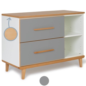 Petit meuble 2 tiroirs 2 niches NADO Retro finition hêtre slate grey