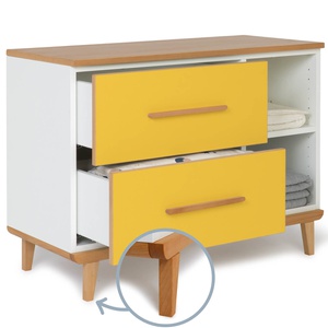 Petit meuble 2 tiroirs 2 niches NADO Retro finition hêtre sunshine yellow