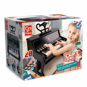 Hape Piano Électronique Noir avec Apprentissage Interactif - Piano en Bois  25 Touches, Pupitre et Tabouret en