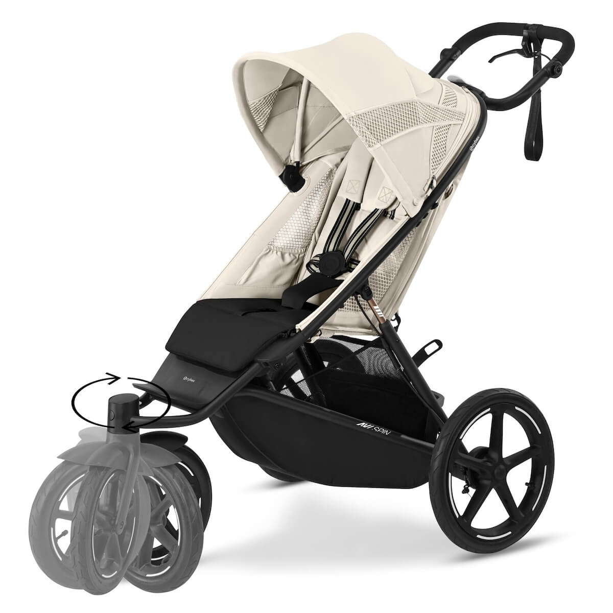 Poussette AVI SPIN BLK Cybex Seashell Beige light beige