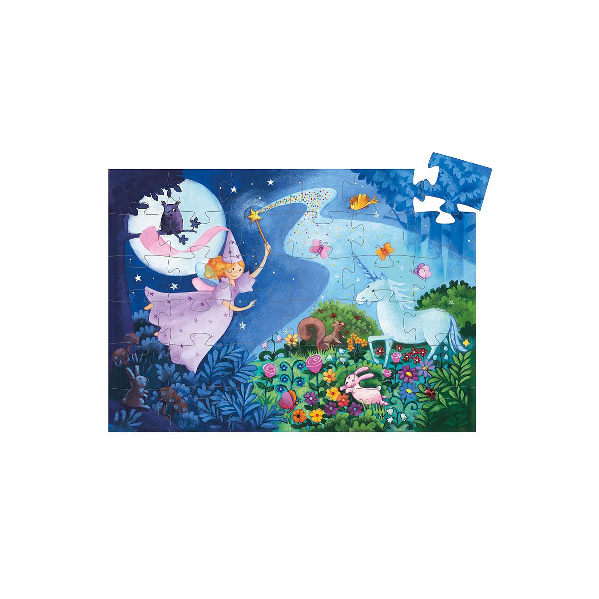 Puzzle silhouette-36pcs LA FÉE ET LA LICORNE Djeco