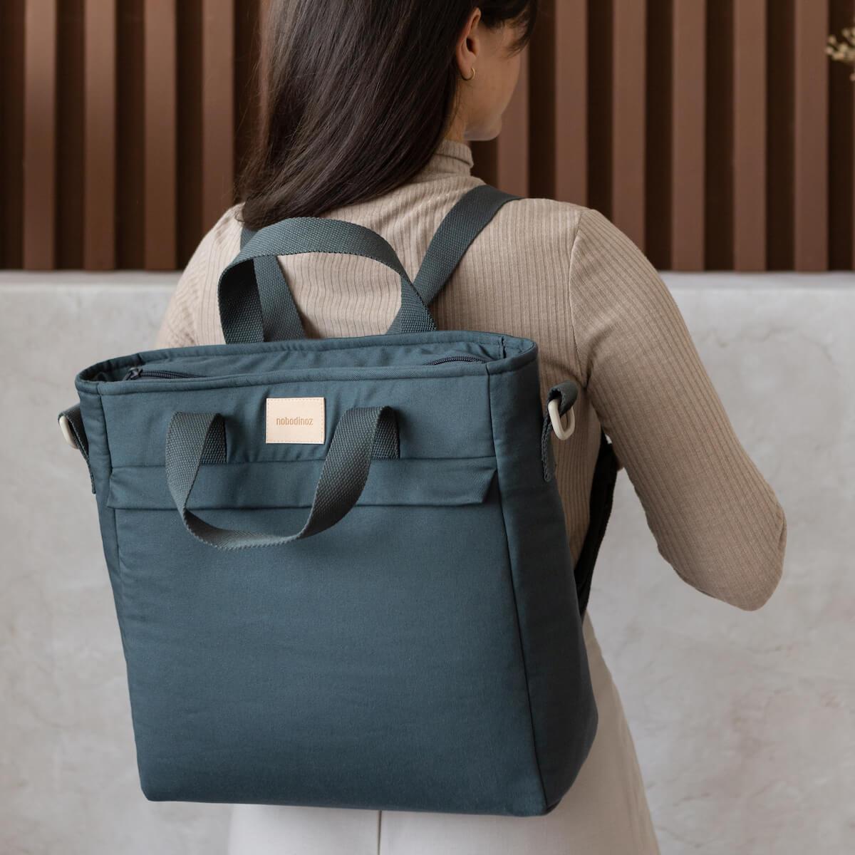 Sac A Dos A Langer Baby On The Go Waterproof Nobodinoz Carbon Blue Abitare Kids