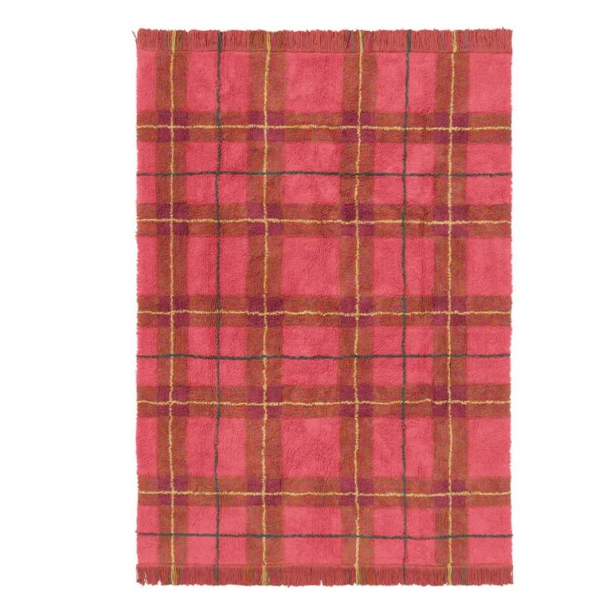 Tapis lavable 140x190cm TARTAN Vintage Wouf wouf Lorena Canals red