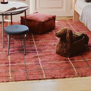 Tapis lavable 140x190cm TARTAN Vintage Wouf wouf Lorena Canals red