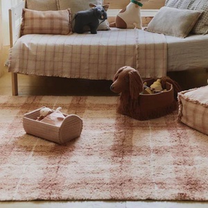 Tapis lavable 90x120cm TARTAN Wouf wouf Lorena Canals rose
