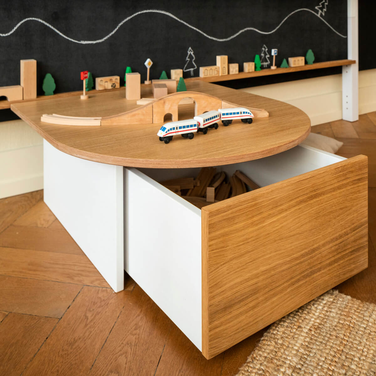 Tiroir armoire KASVA blanc-chêne huilé