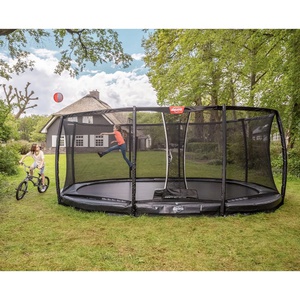 Trampoline 350cm InGround GRAND CHAMPION + Safety Net Deluxe Berg grey