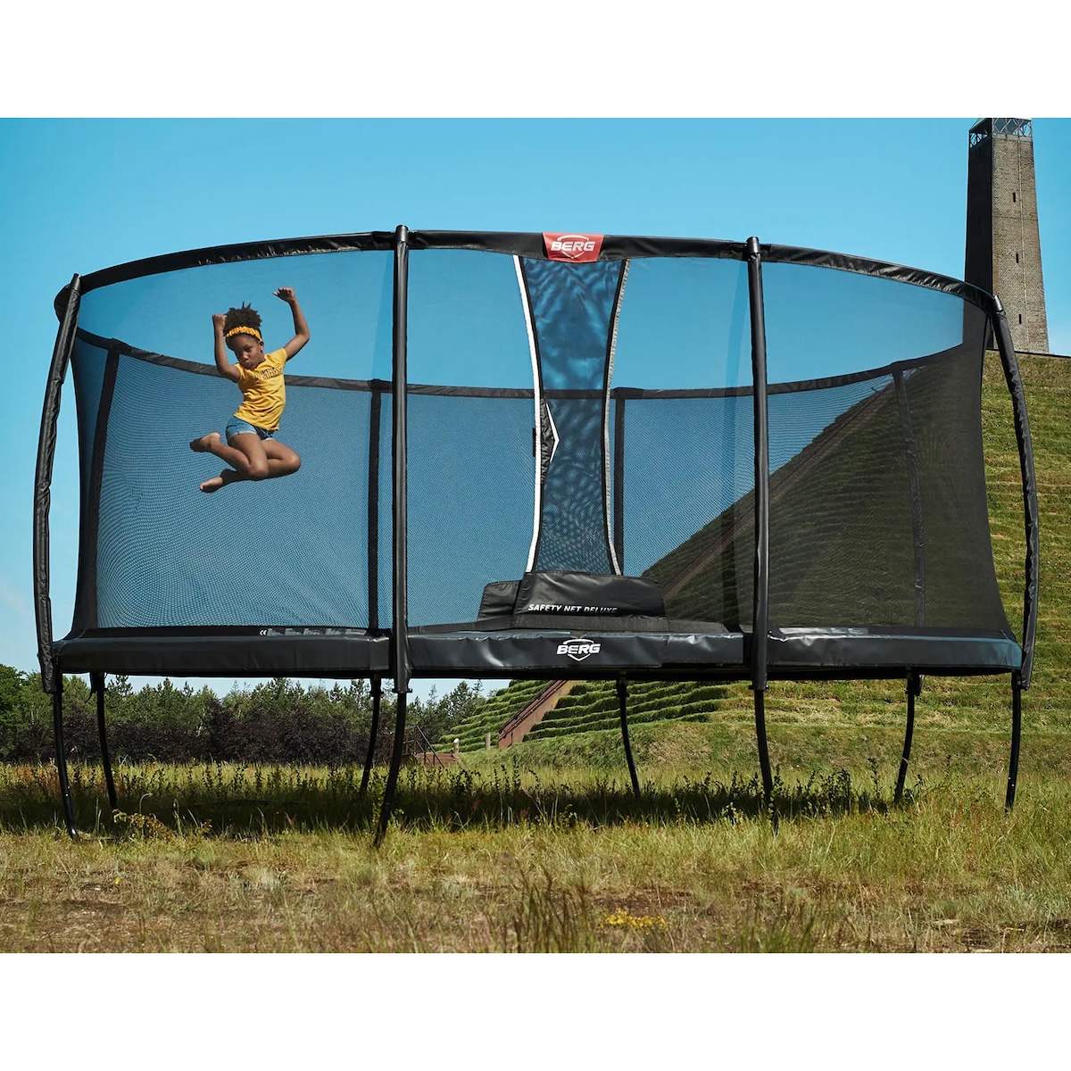 Trampoline 470cm GRAND CHAMPION Regular Berg grey + Safety net deluxe