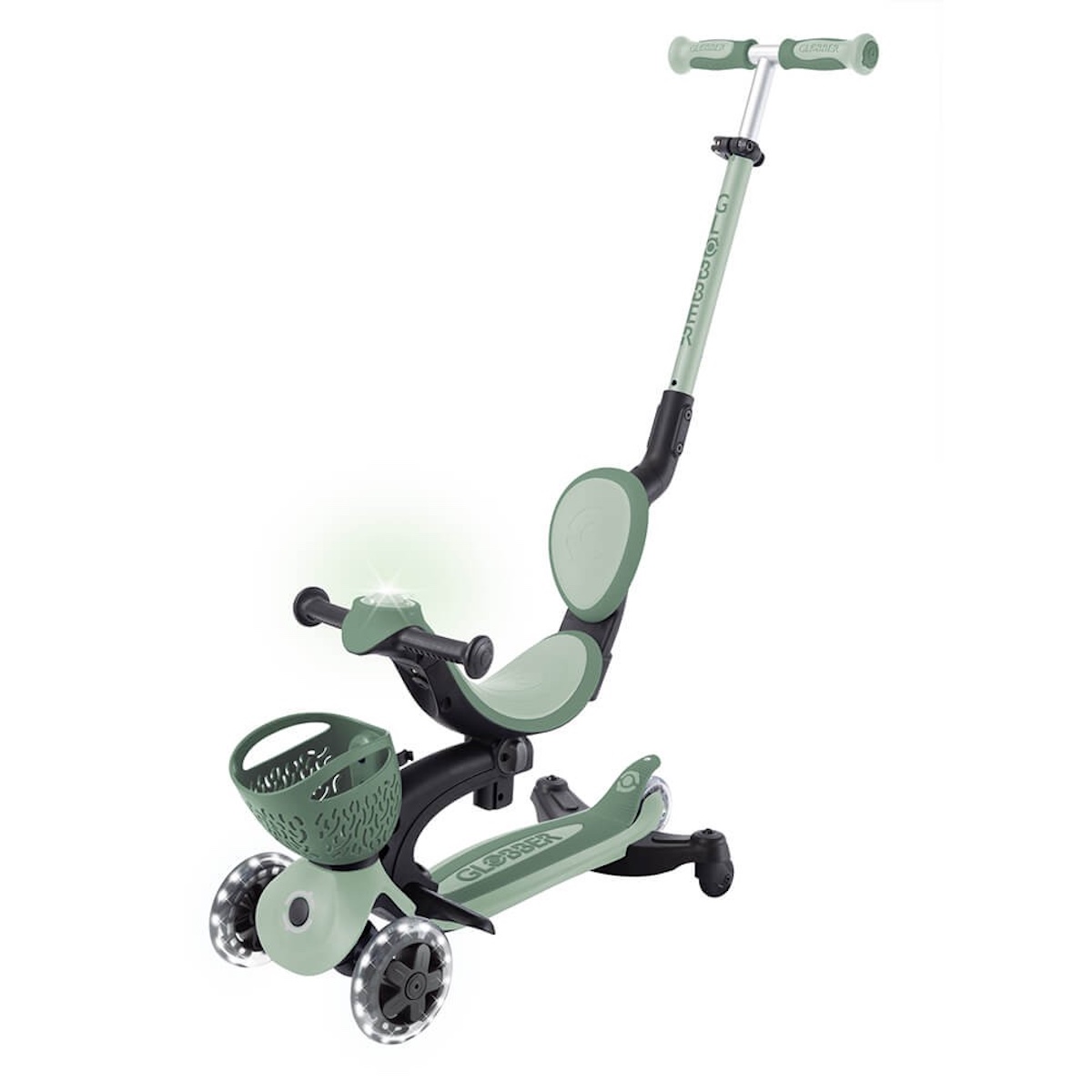 Trottinette évolutive GO UP BABY LIGHTS 360 Globber sage olive