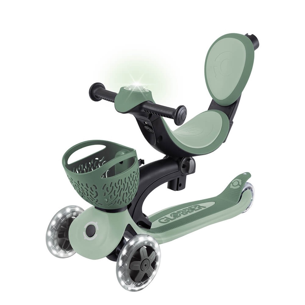 Trottinette évolutive GO UP BABY LIGHTS 360 Globber sage olive