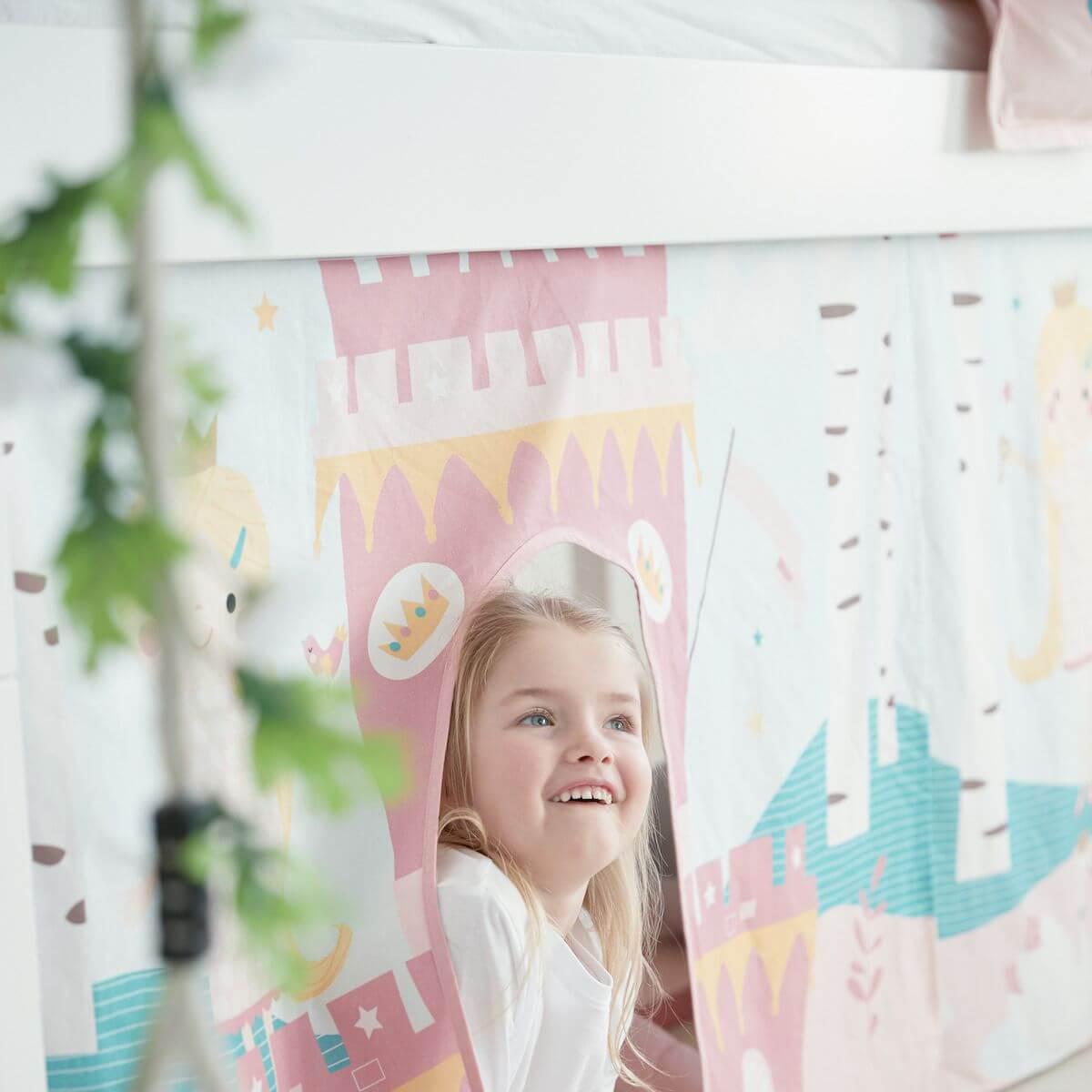 WHITE by Flexa Lit mi-hauteur en MDF 90x200 cm avec barrière de sécurité blanche et pieds blancs